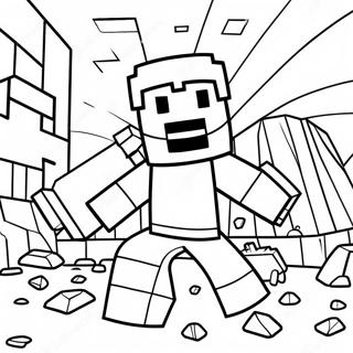 صفحة تلوين ستيف من ماينكرافت وهو ينقب عن الماس صور تلوين
