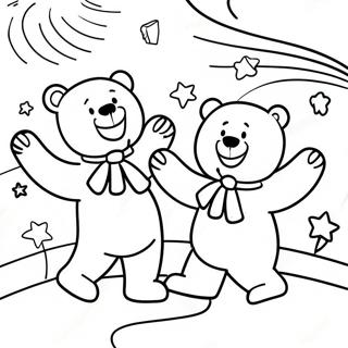 صفحة تلوين دببة جيلاتينية ترقص تحت النجوم صور تلوين