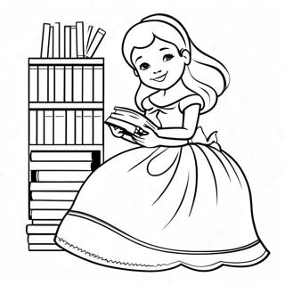 صفحة تلوين الجميلة بيل مع الكتب من أميرات ديزني صور تلوين