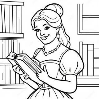 صفحة تلوين الجميلة بيل مع الكتب من أميرات ديزني صور تلوين