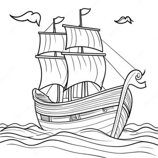Noah's Ark Sailing On Calm Waters Coloring Page صور تلوين