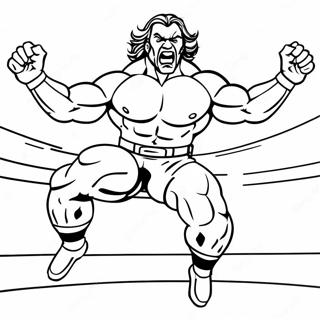 مصارع Wwe يقفز على خصمه بتدرج رمادي معقد - تلوين صور تلوين
