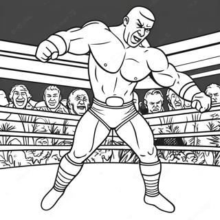 مصارع Wwe يقفز على خصمه بتدرج رمادي معقد - تلوين صور تلوين